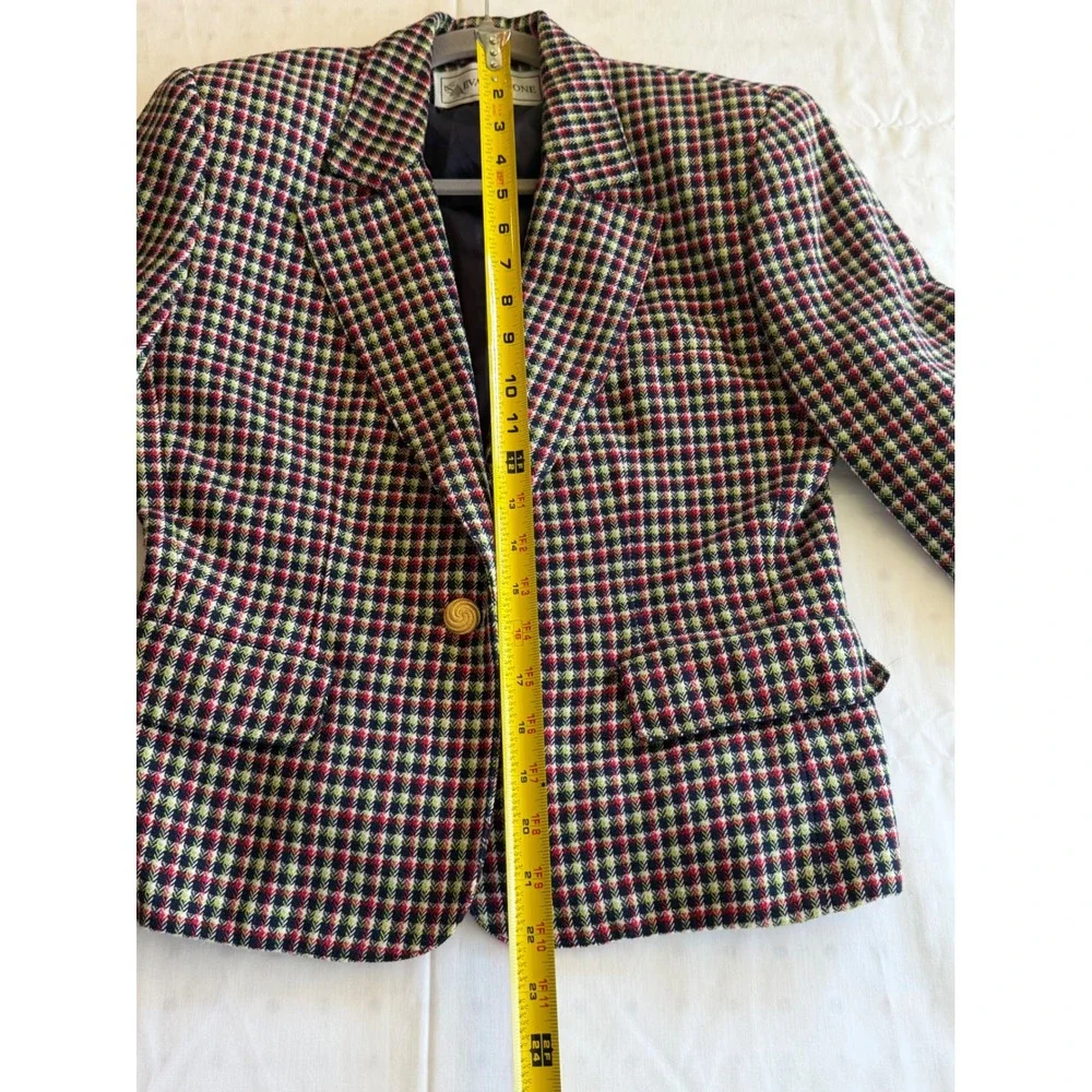 EVAN‎ PICONE Women's Plaid Blazer Gold Button Lined Jacket Size 4